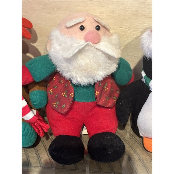 Stuffins SANTA CLAUS REindeer penguin rudolph christmas holiday 5" PLUSH 1990s - Picture 3 of 9